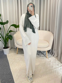CELINE RIBBED DRESS WHITE