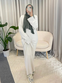 CELINE RIBBED DRESS WHITE