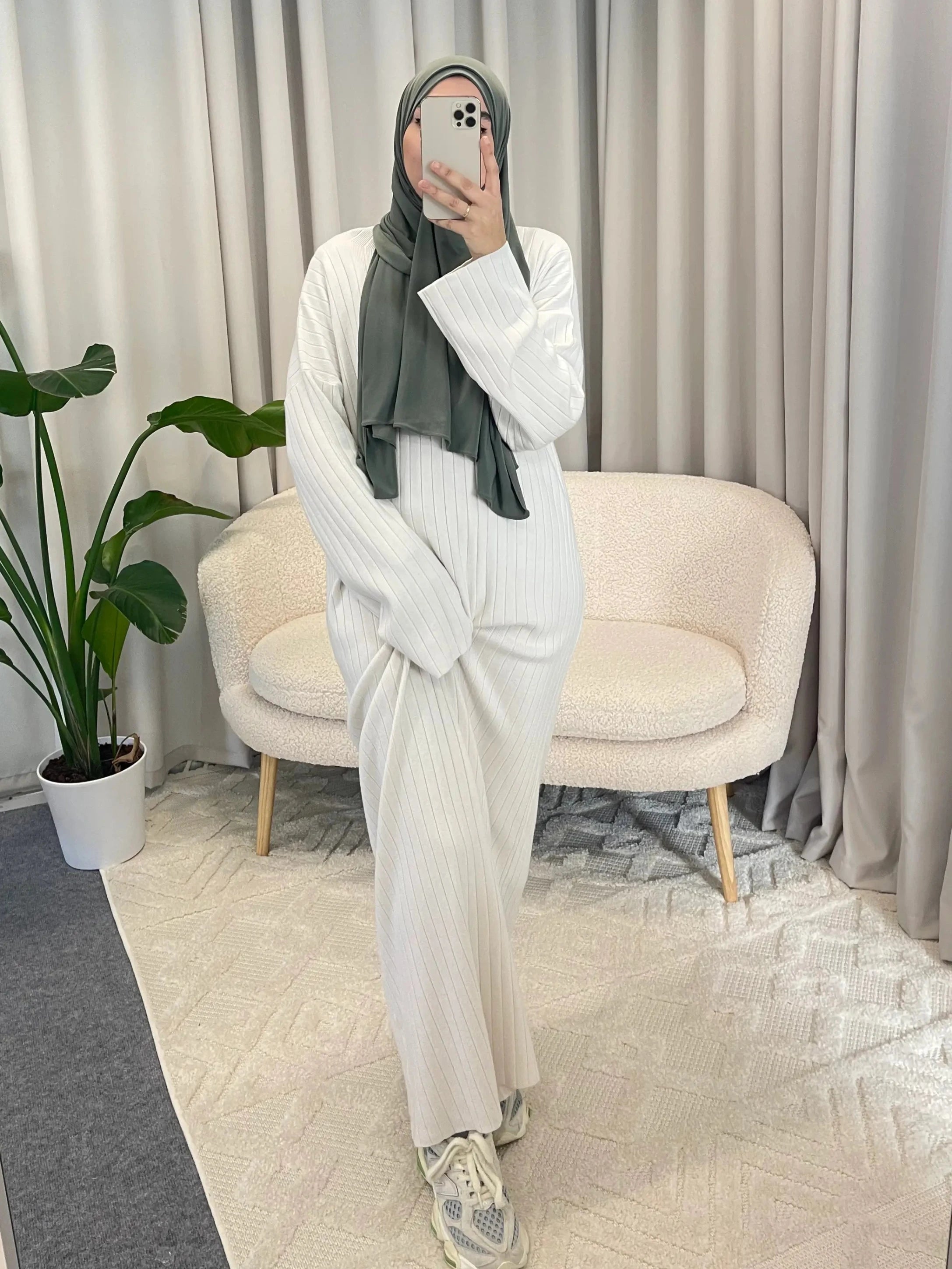 CELINE RIBBED DRESS WHITE
