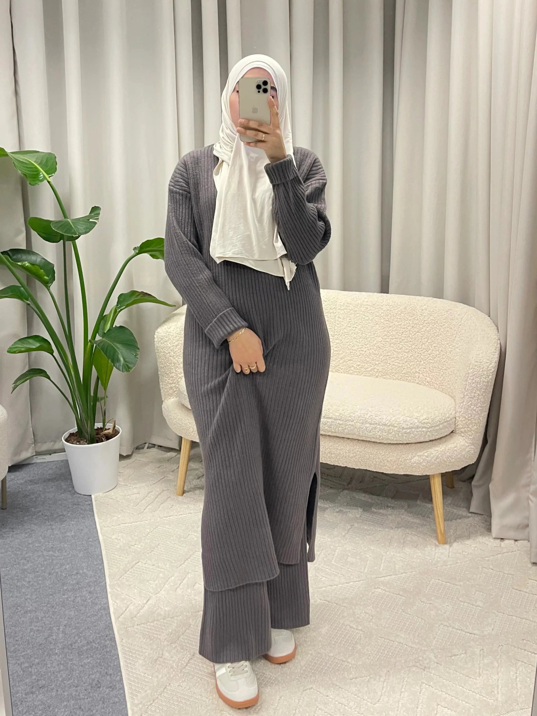 HASNA TWINSET LONG BROWN