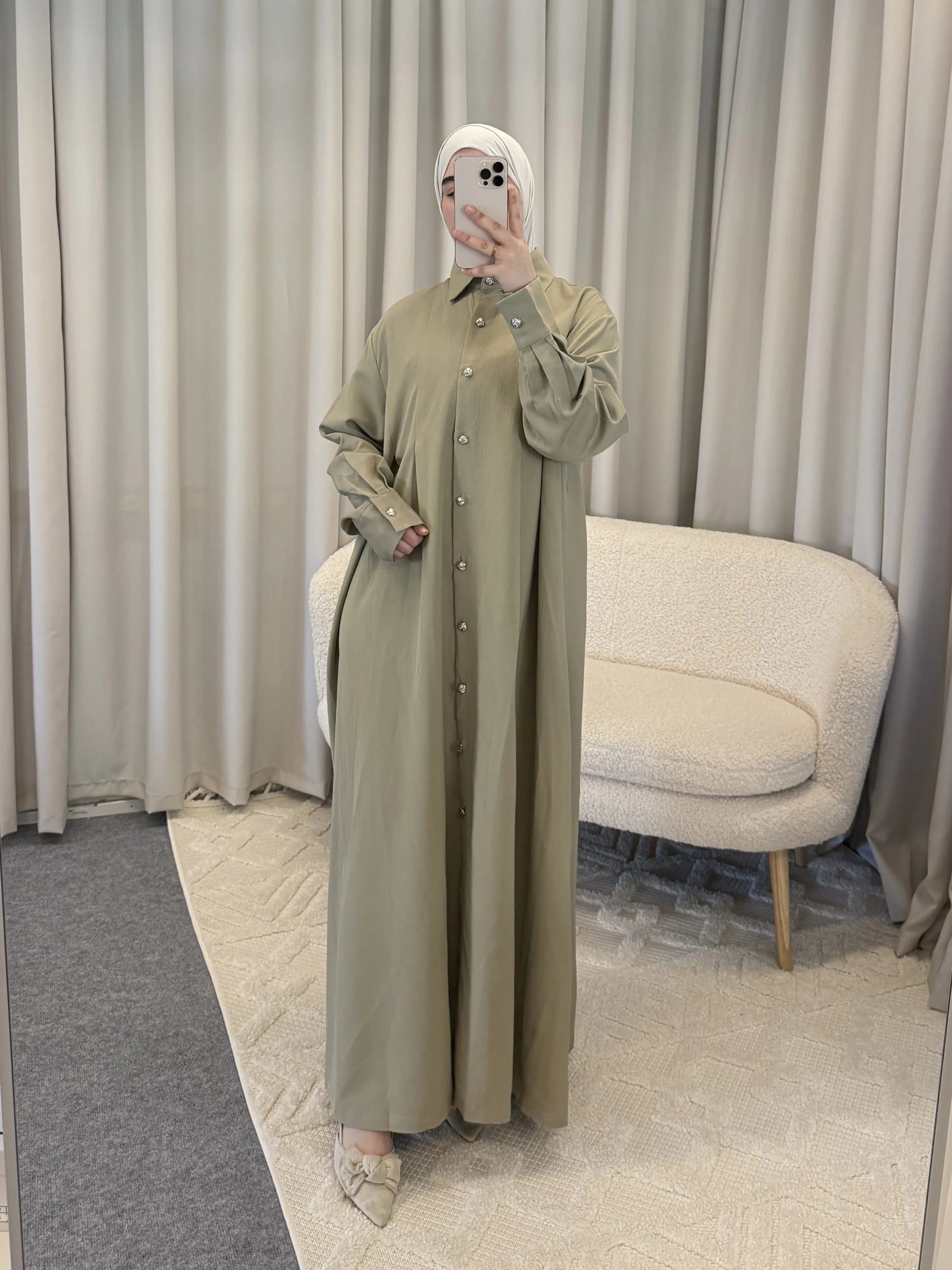 ikram blouse dress sage