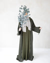 Abaya Alira Army Green open met onderjurk