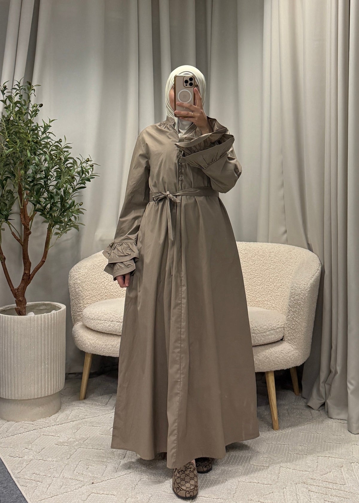 COTTON DRESS BROWN
