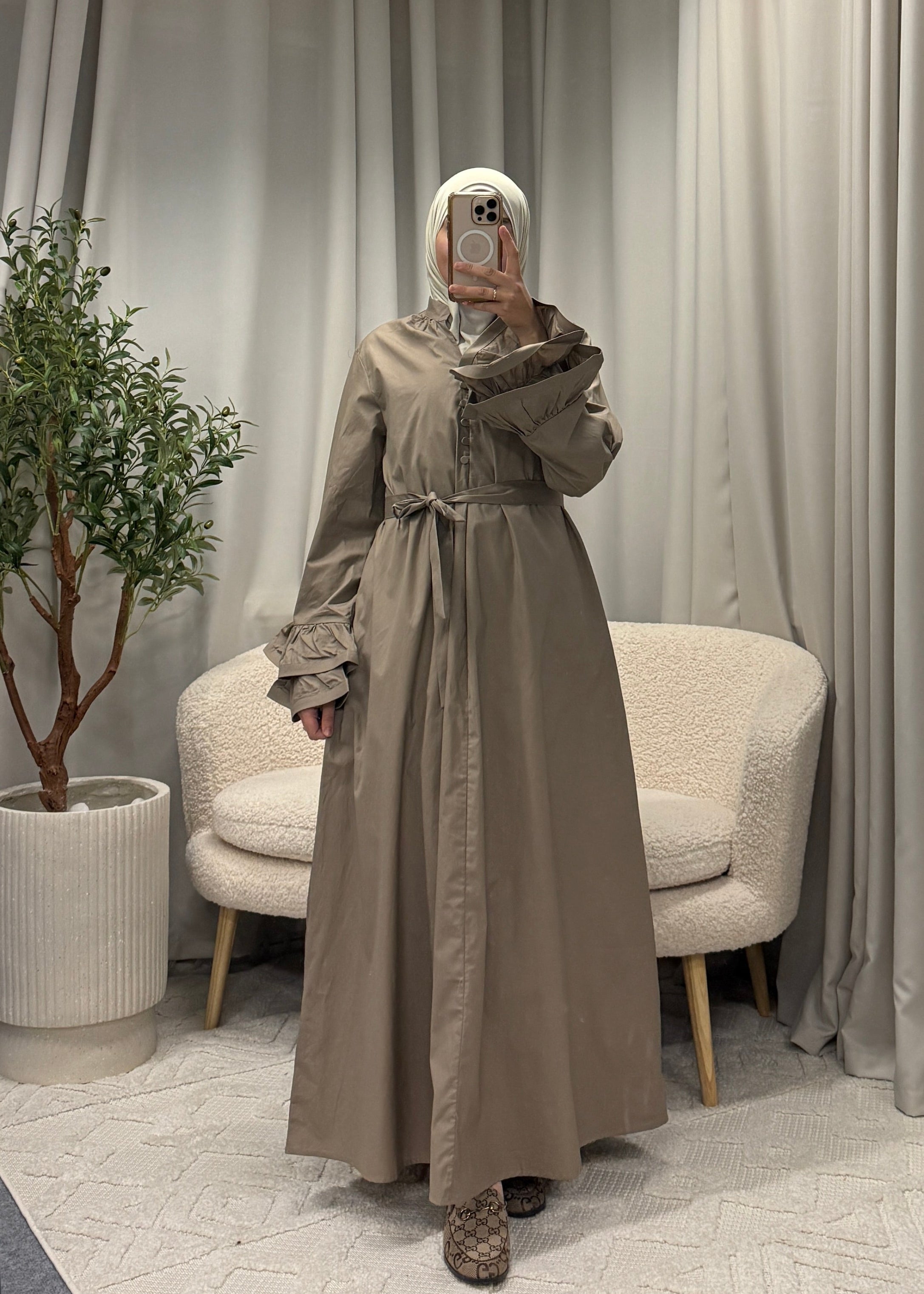 COTTON DRESS BROWN