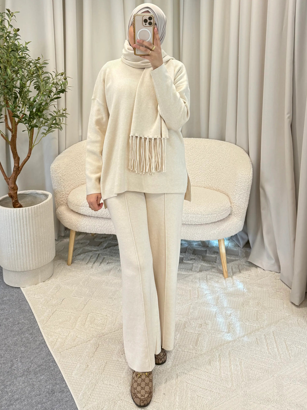 dina scarf set beige