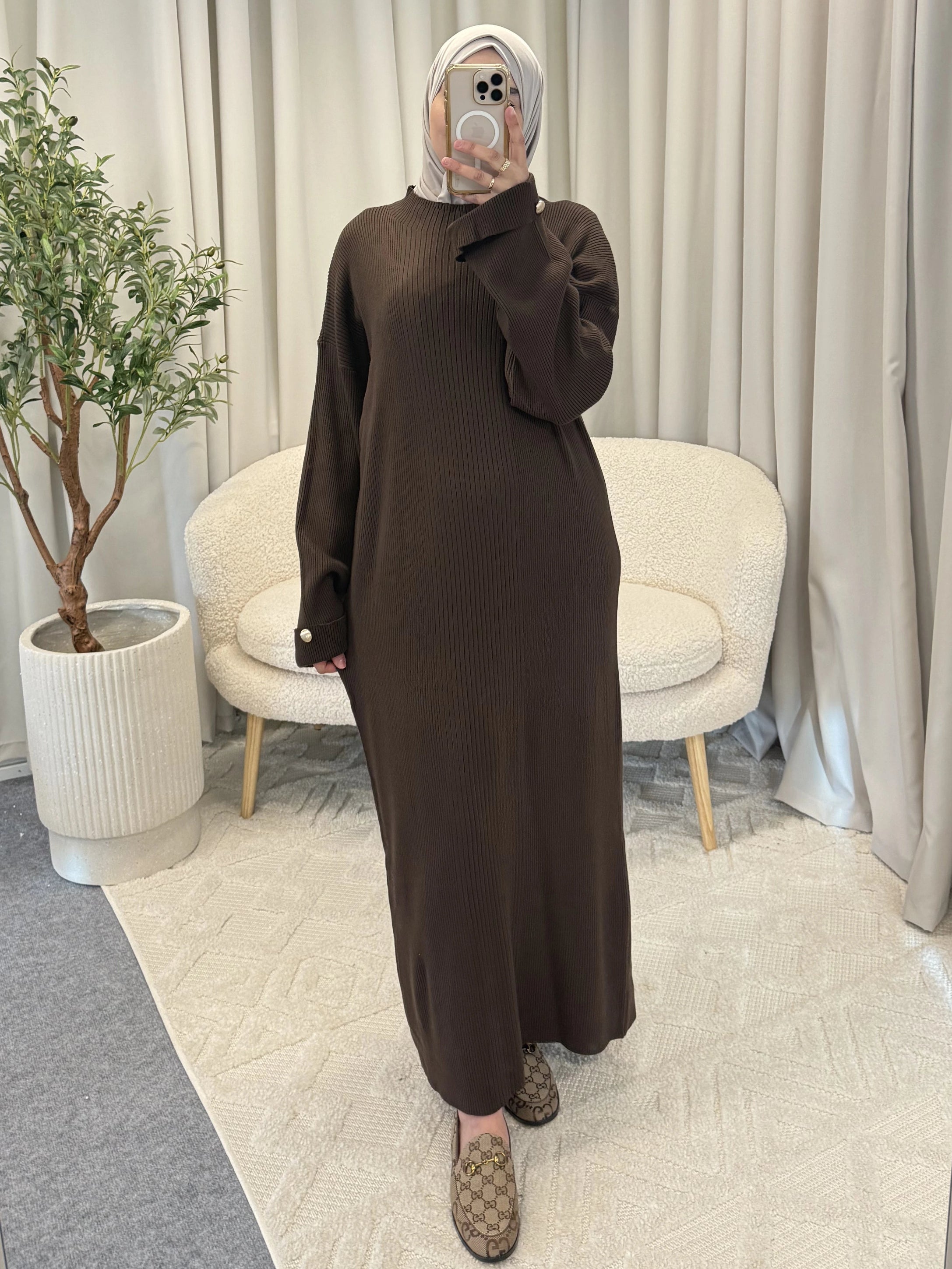 SALOUA DRESS BROWN
