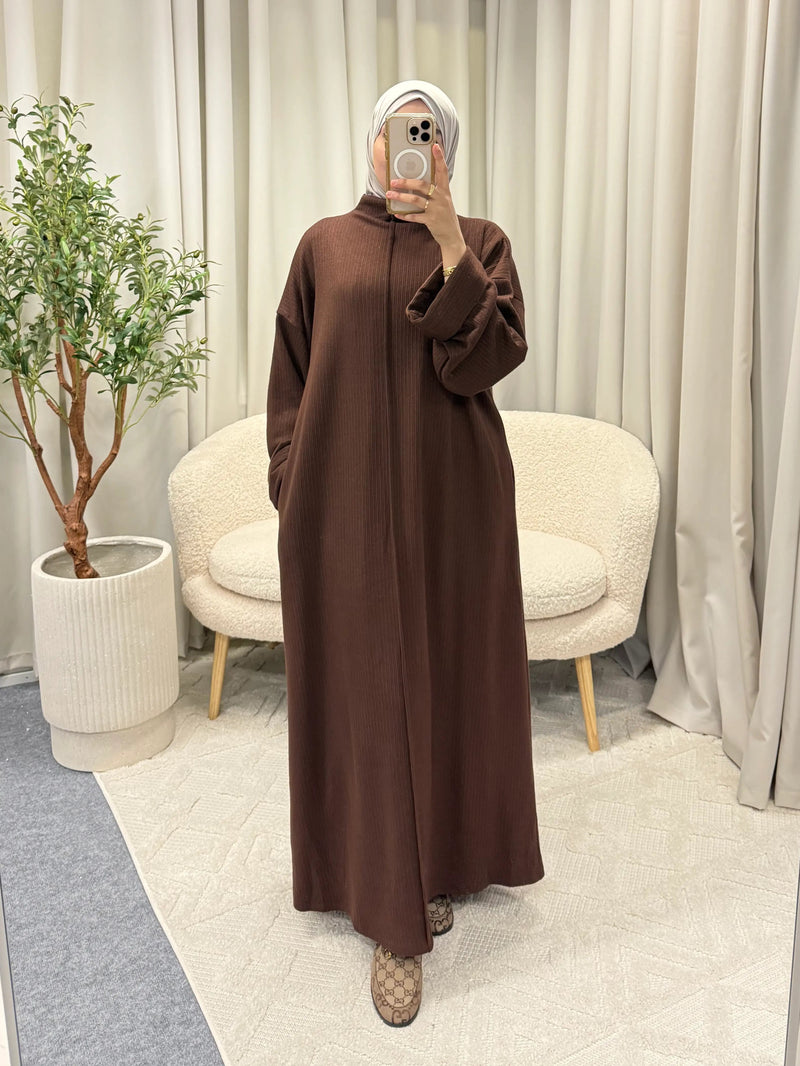 LAMIS RIBBED TURTLENECK DRESS COFFEE