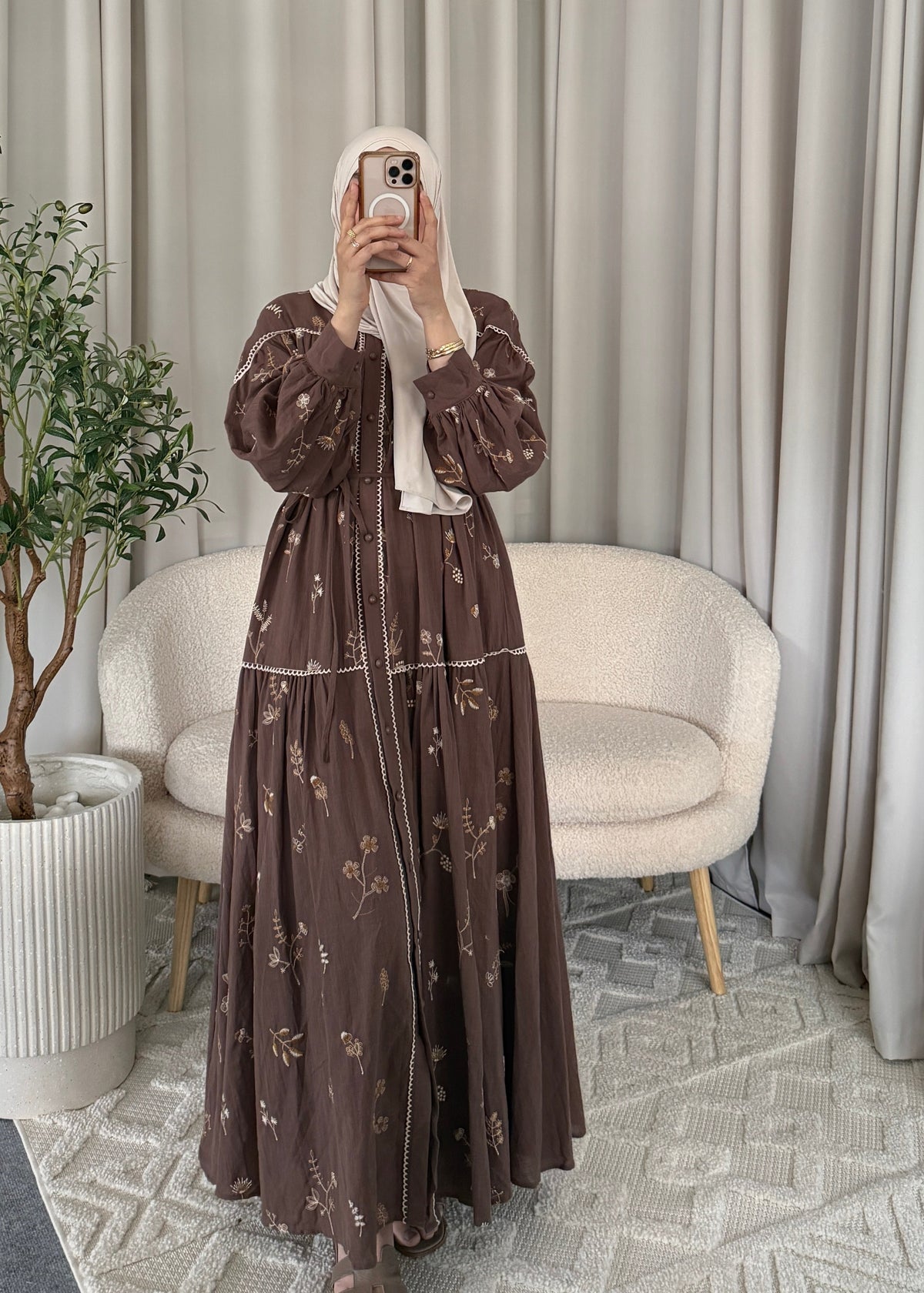 RABIHA DRESS BROWN
