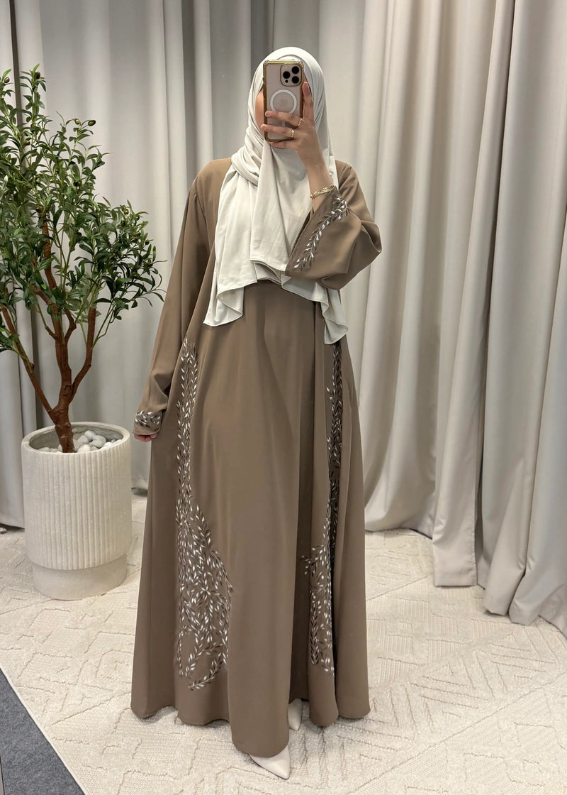 maryam leaf abaya brown