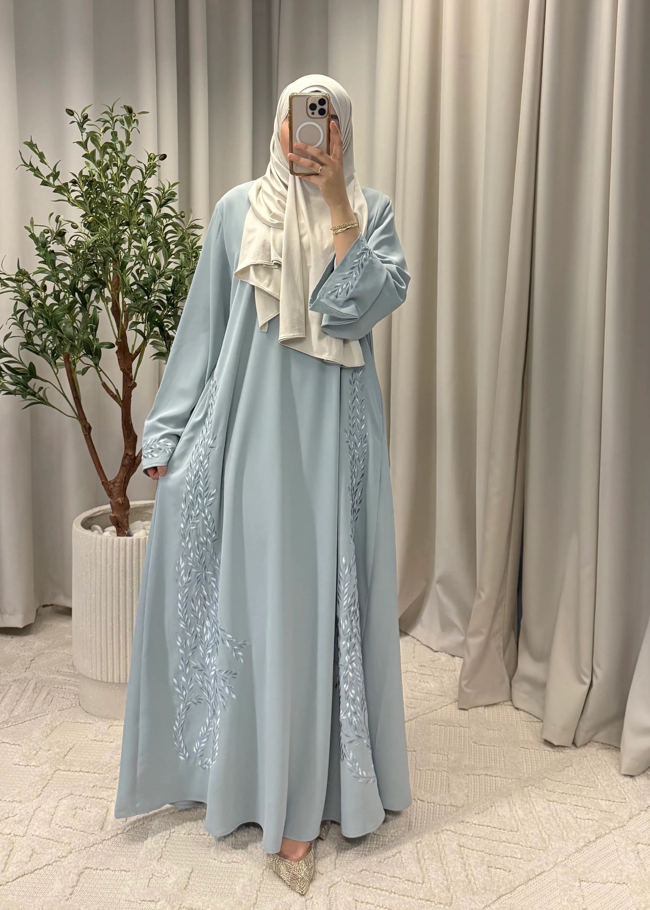 maryam leaf abaya blue