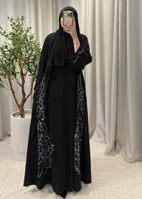 MARYAM LEAF ABAYA POCKET BLACK