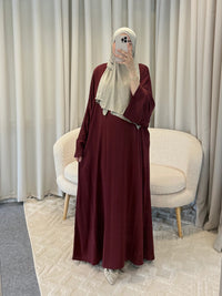 HAJAR BUTTERFLY ABAYA BURGUNDY