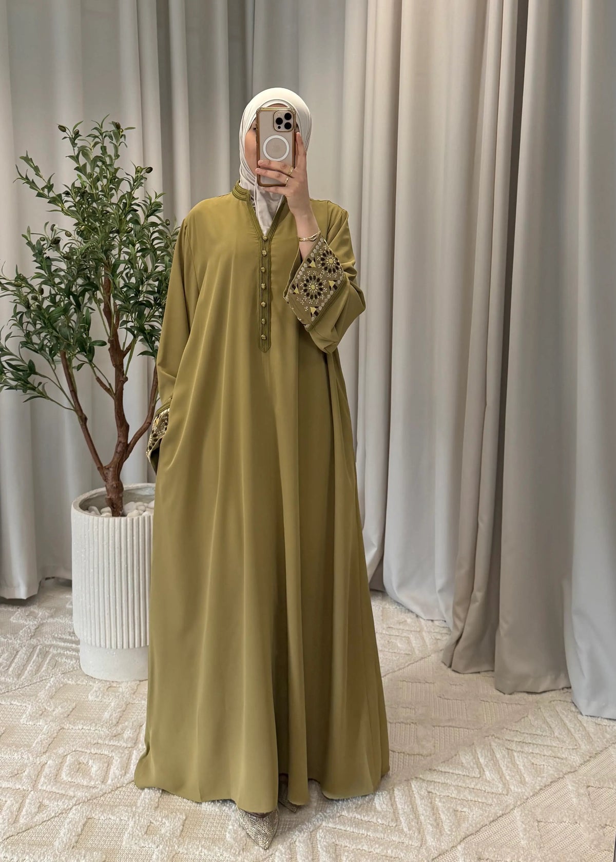 ALINA ABAYA PISTACHIO POCKET