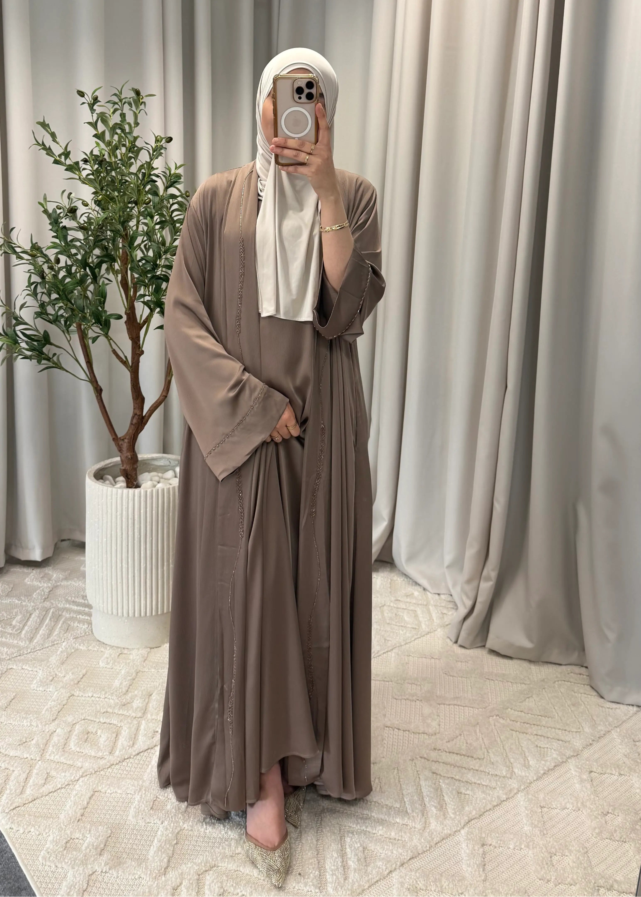 NISA ABAYA SET BROWN