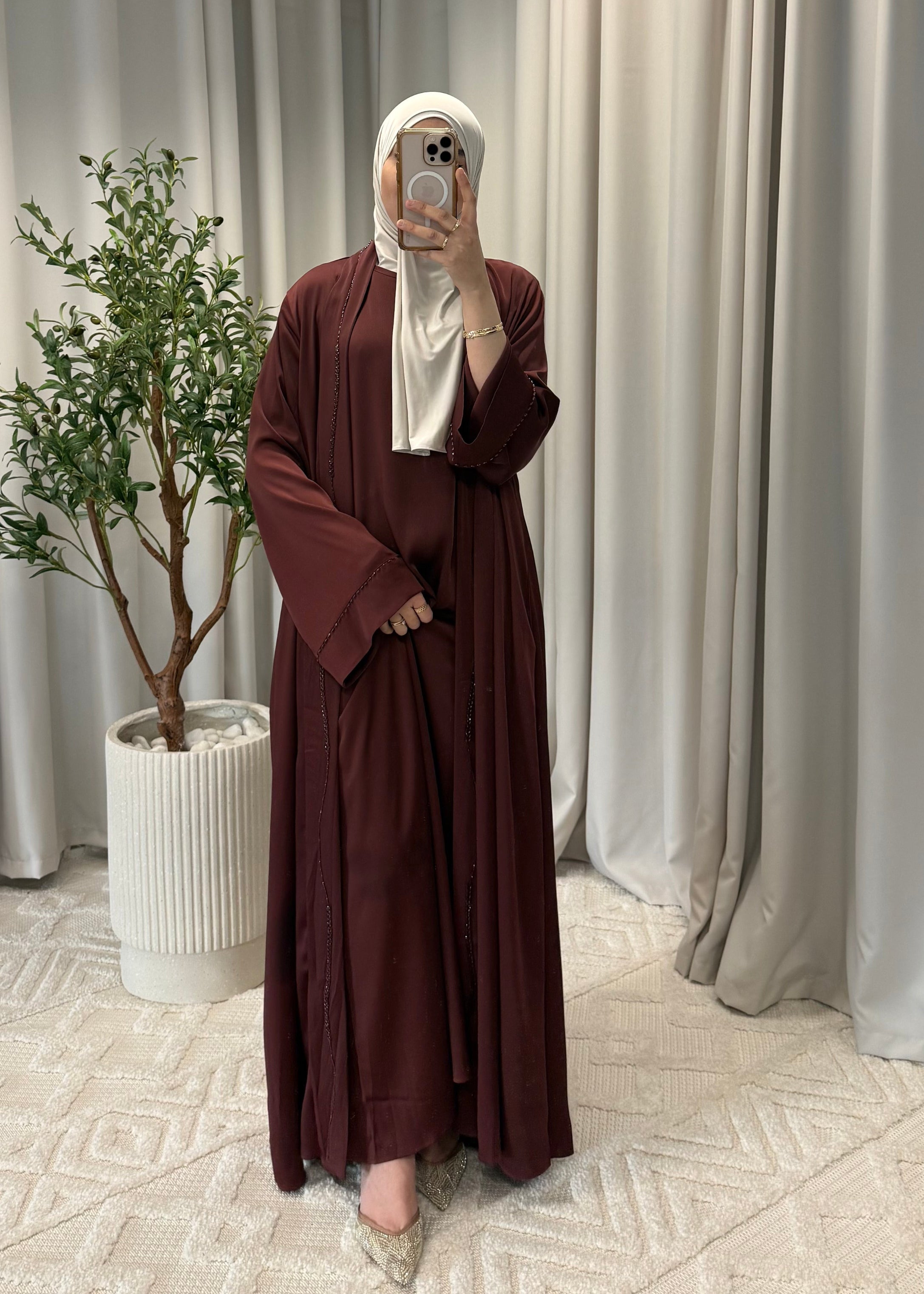 NISA ABAYA SET BURGUNDY