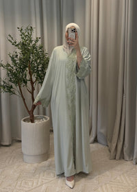 radia lace abaya mint