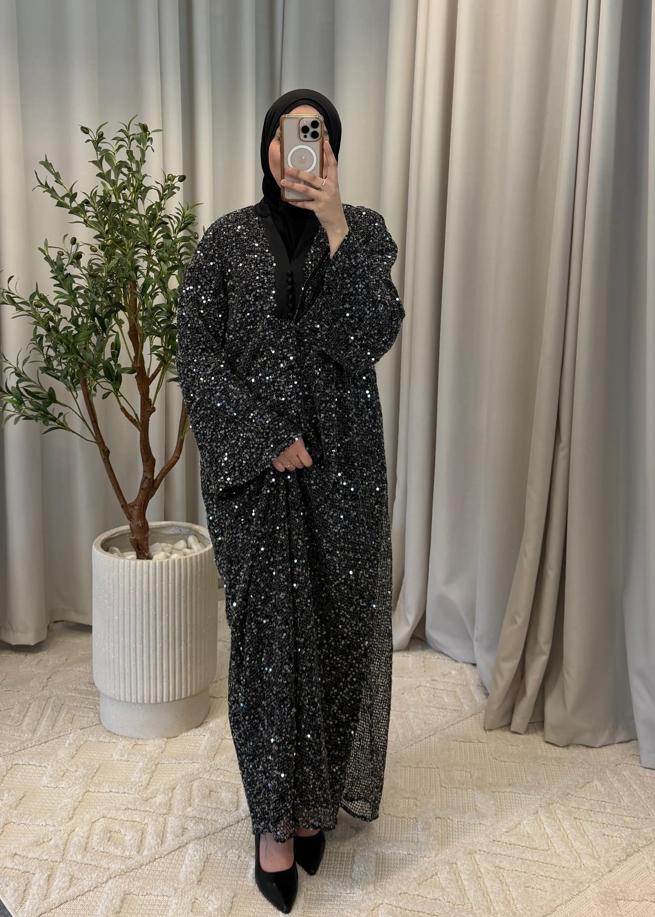 inara sequin dress black 