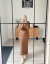 INAYA KNITTED WRAP DRESS BROWN