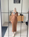 INAYA KNITTED WRAP DRESS BROWN