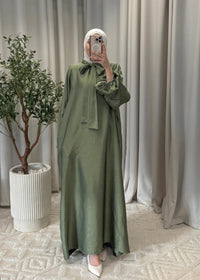 LEYLA BOW ABAYA ARMY GREEN POCKET