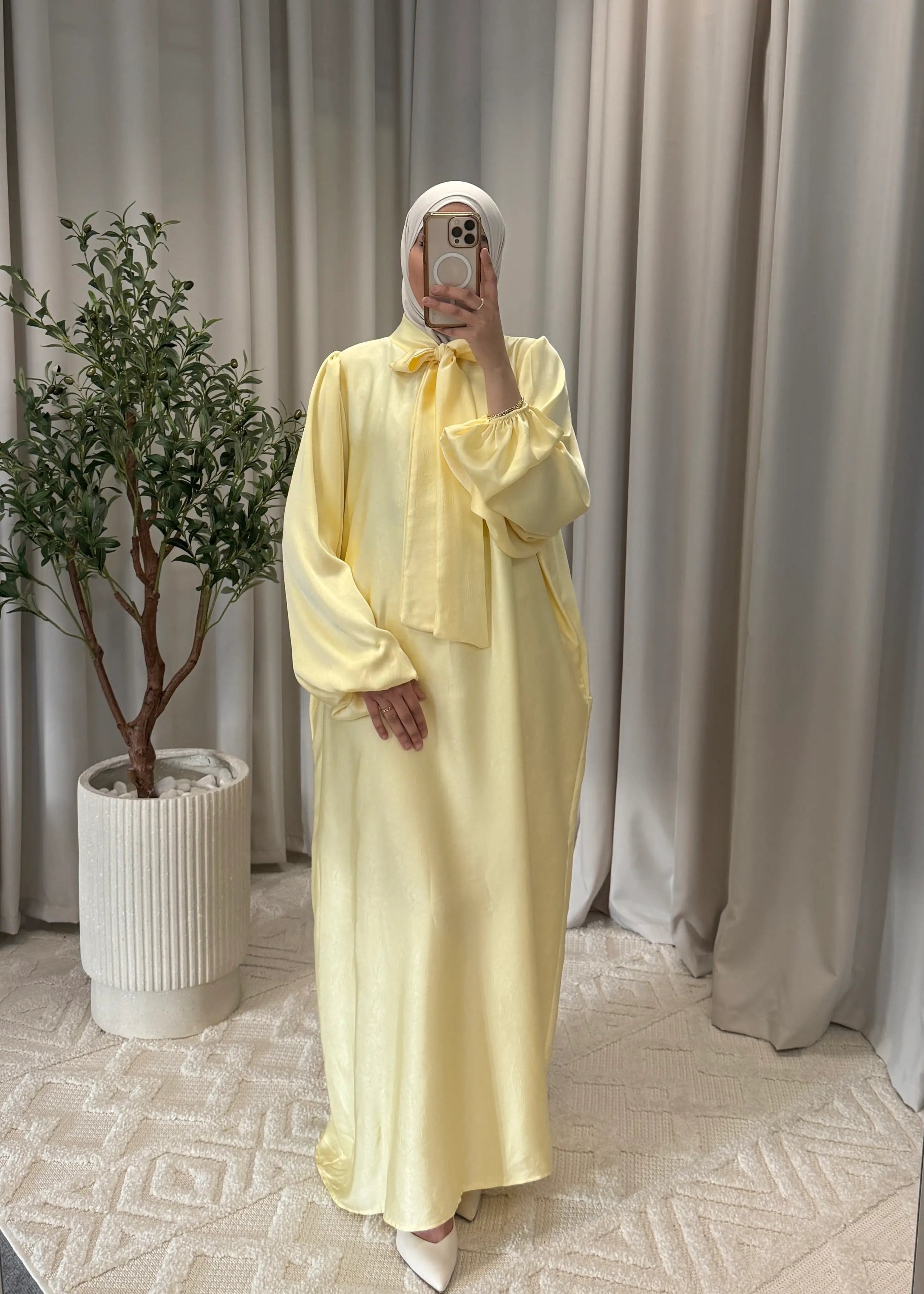 LEYLA BOW ABAYA YELLOW