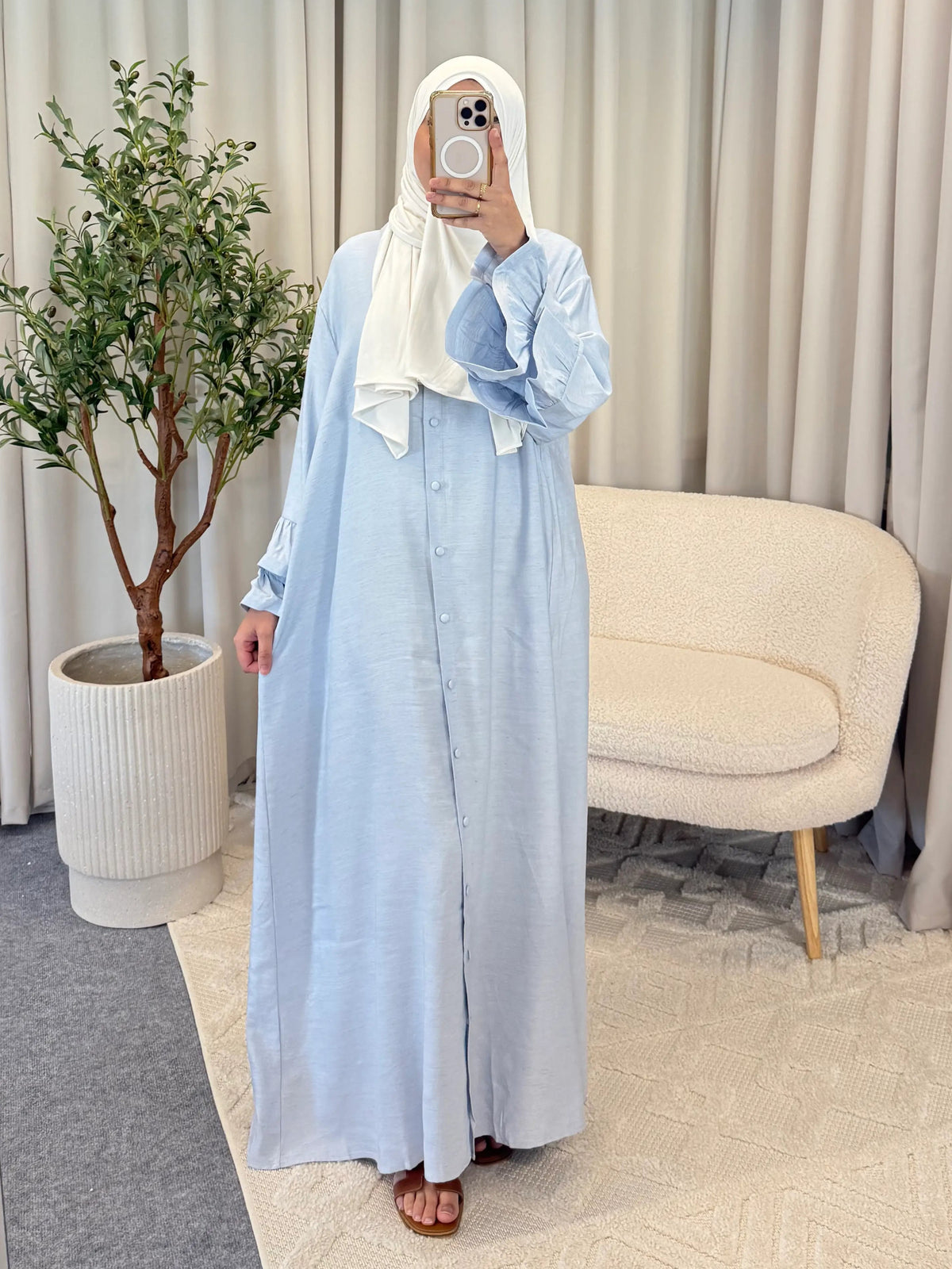 NABILA RUFFLE DRESS BLUE 