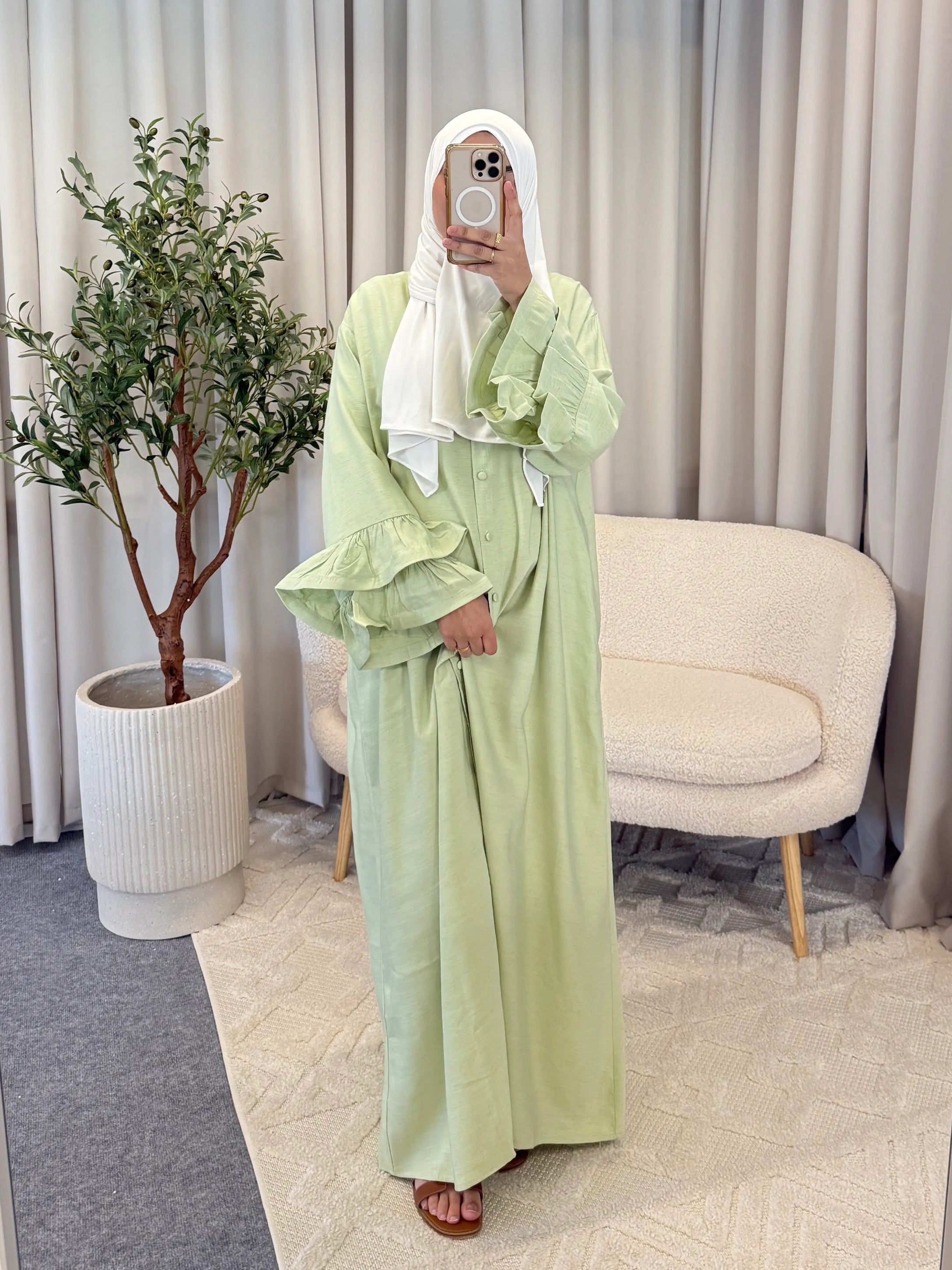 NABILA RUFFLE DRESS GREEN