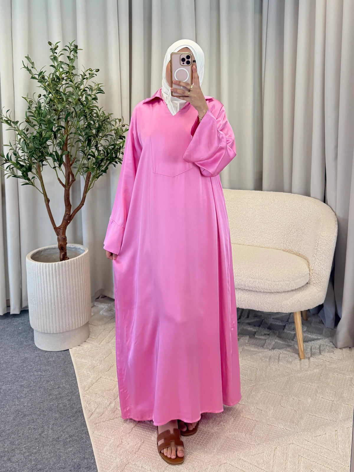 NAWAL SATIN DRESS PINK