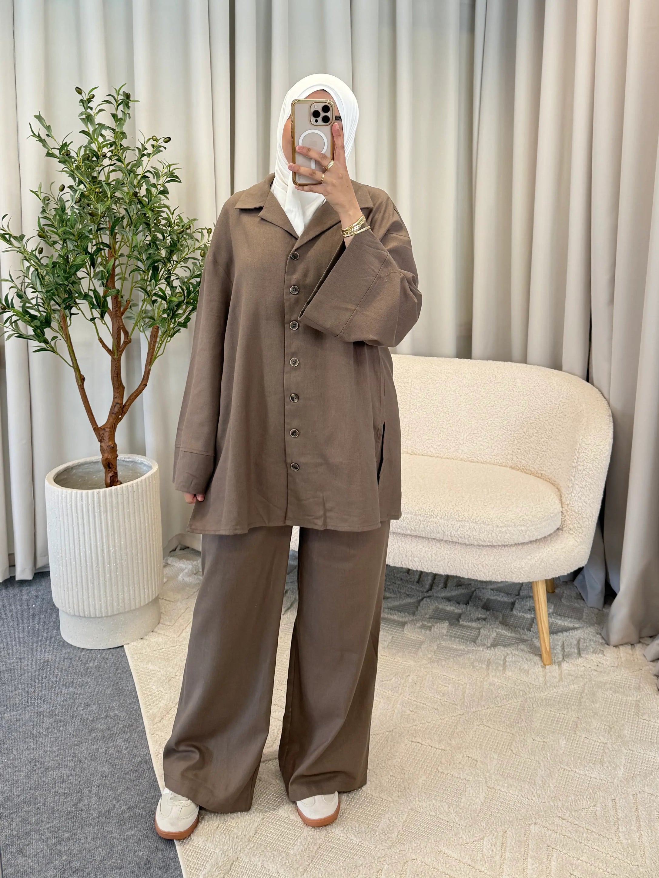 NAJWA LINEN SET CHOCOLATE
