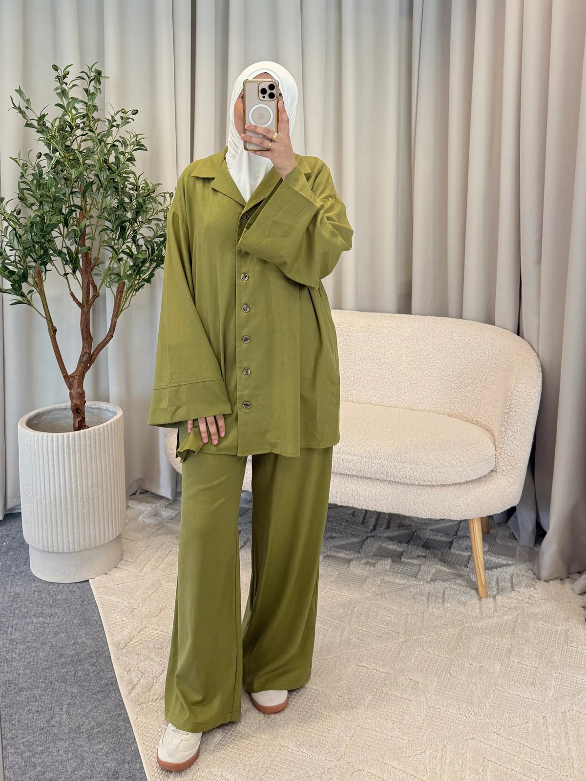 NAJWA LINEN SET OLIVE