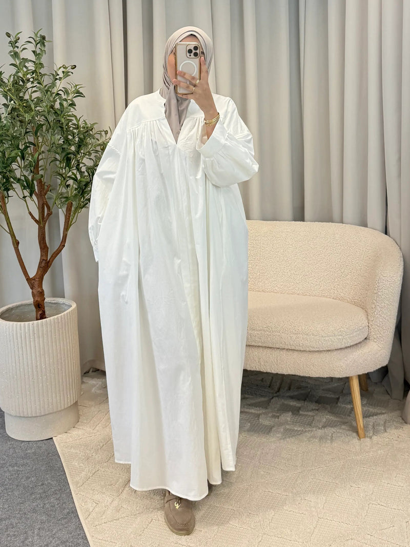 NAFISA COTTON DRESSWHITE