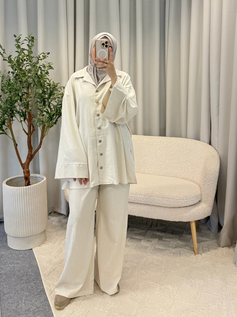 NAJWA LINEN SET CREAM